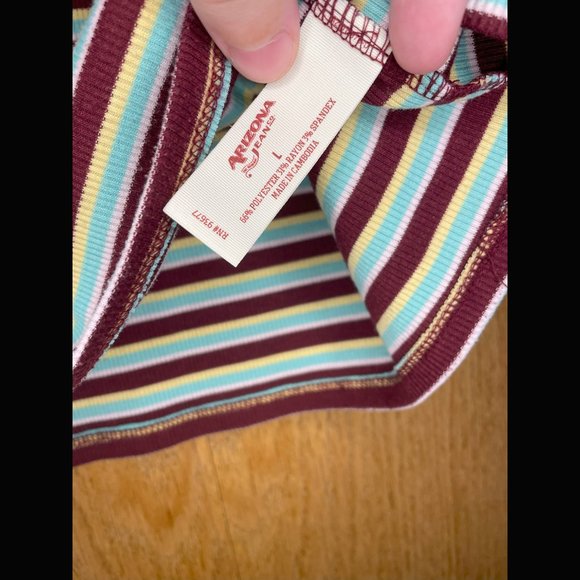 Arizona Jeans Multicolor Striped Cropped Tee Size L - Picture 4 of 4